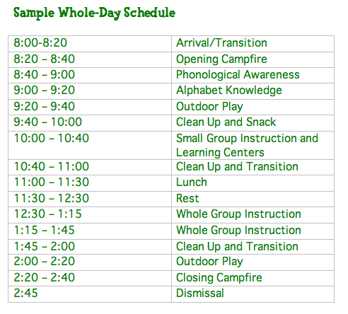 sample of schedules