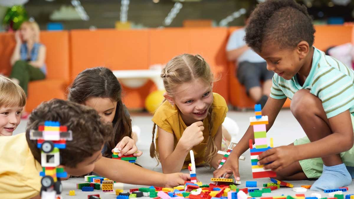 Kids Enjoying Building Blocks